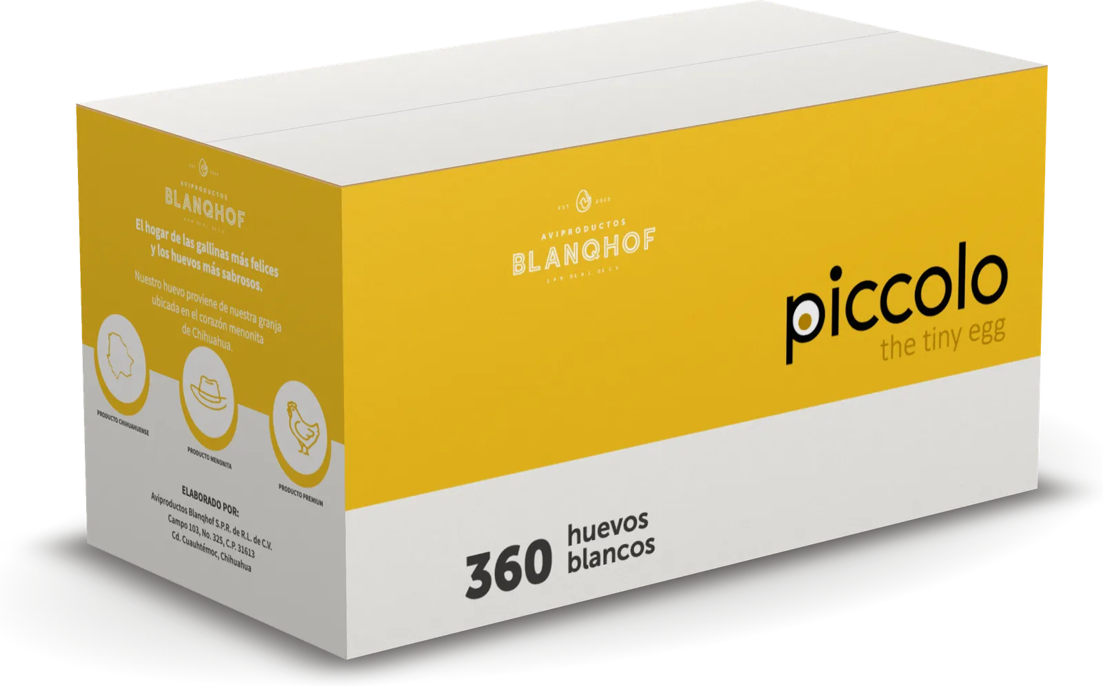 Caja Piccolo de 360 huevos blancos chicos